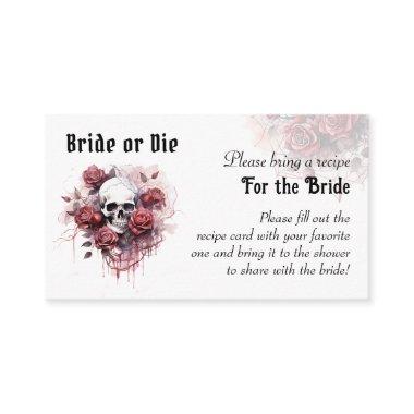 Gothic Floral Skull Bridal Shower Recipe Enclosure Invitations