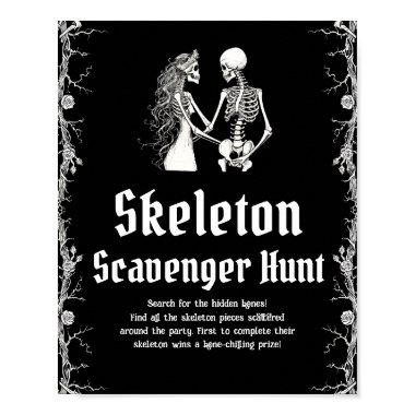 Gothic Halloween Skeleton Scavenger Hunt Sign