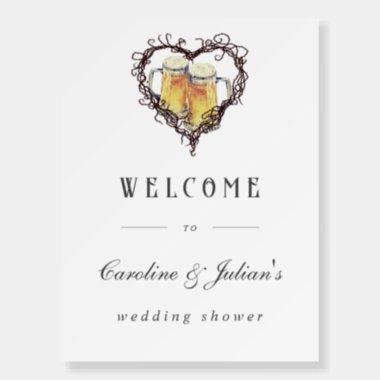 Gothic Heart Beer Wedding Shower Welcome Sign