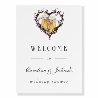Gothic Heart Beer Wedding Shower Welcome Sign