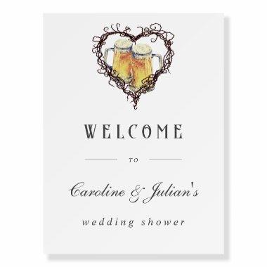 Gothic Heart Beer Wedding Shower Welcome Sign