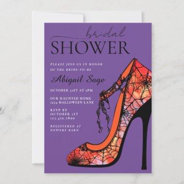 Gothic High Heel Shoe Halloween Bridal Shower Invitations
