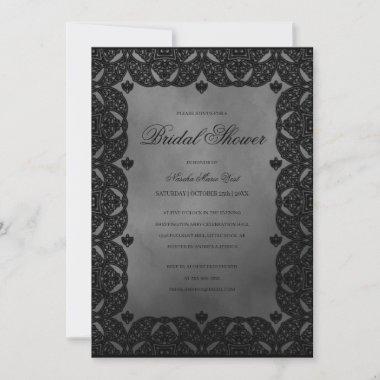 Gothic Moody Medieval Grey Bridal Shower Invitations