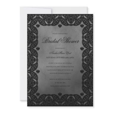 Gothic Moody Medieval Grey Bridal Shower Invitations