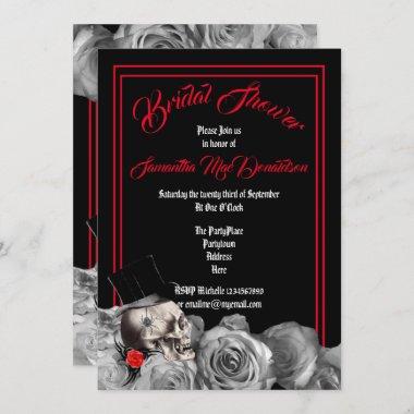Gothic, rock or biker black and red bridal shower Invitations