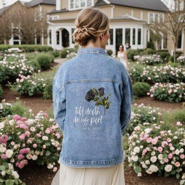 Gothic Rose Till Death Do Us Part Wedding Denim Jacket