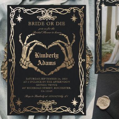 Gothic Skull Black Bridal Shower Invitations