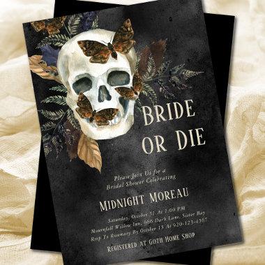 Gothic Skull Bride or Die Bridal Shower Invitations