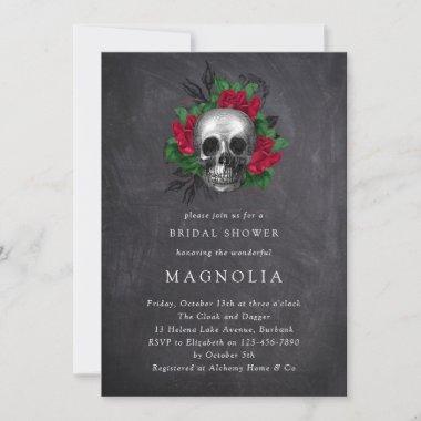 Gothic Skull Floral Bridal Shower Invitations