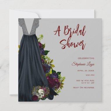 Gothic Wedding Dress Bridal Shower Invitations