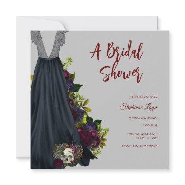 Gothic Wedding Dress Bridal Shower Invitations