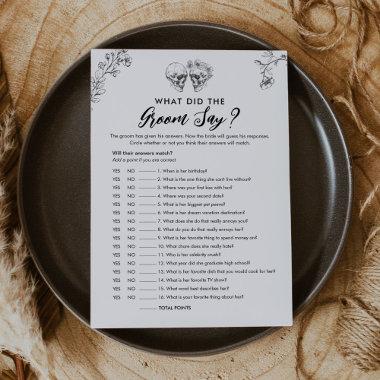 Gothic What Did The Groom Say Bridal Game Invitations