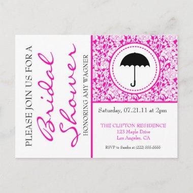Gothic White & Pink Flourish Bridal Shower Invitation PostInvitations