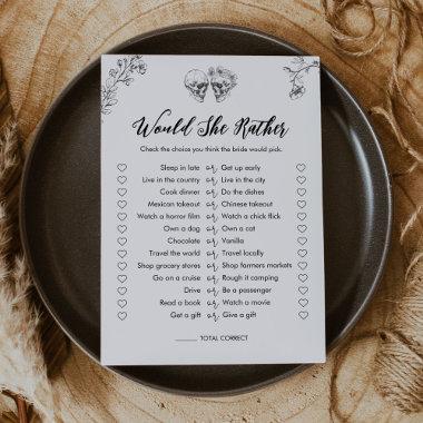 Gothic Would She Rather Bridal Shower Game Invitations