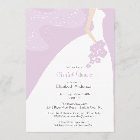 Graceful Bride Bridal Shower Invitations laveder