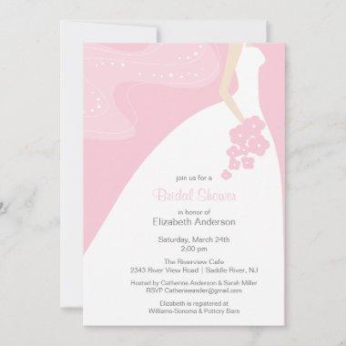 Graceful Bride Bridal Shower Invitations Pink