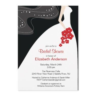 Graceful Bride Bridal Shower Invitations Red