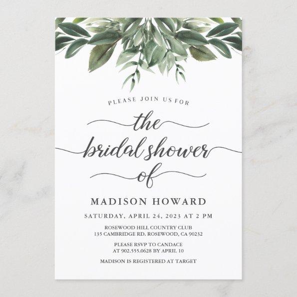 Graceful Greenery Bridal Shower Invitations