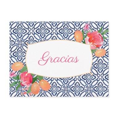 Gracias Hot Pink Citrus Spanish Tiles Thank You PostInvitations