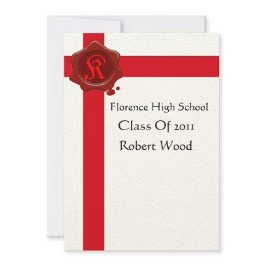 GRADUATION PARTY Red Wax Seal Monogram Invitations