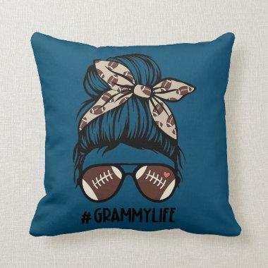 Grammy Life Football Messy Bun Funny Grammy Throw Pillow