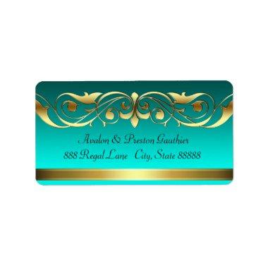 Grand Duchess Aquamarine Gold Address Labels