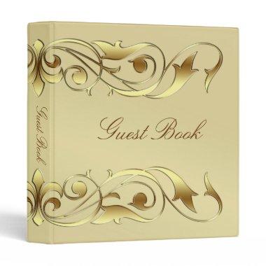 Grand Duchess Gold Metal Scroll Guest Book 3 Ring Binder