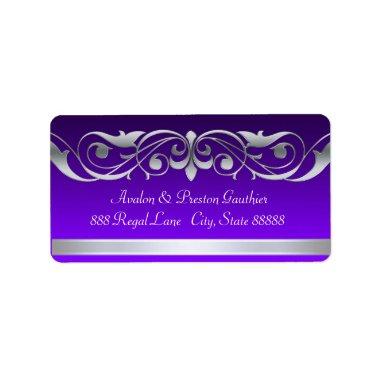 Grand Duchess Purple Silver Scroll Address Labels