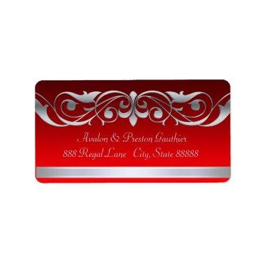 Grand Duchess Red Silver Scroll Address Labels