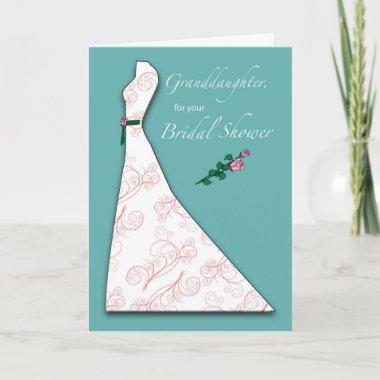 Granddaughter Bridal Shower Dress Silhouette Teal Invitations