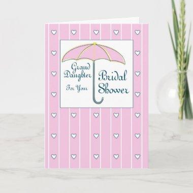 Granddaughter, Bridal Shower Pink Umbrella Holiday Invitations