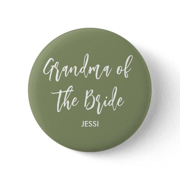 Grandma of the Bride Sage Green White Button