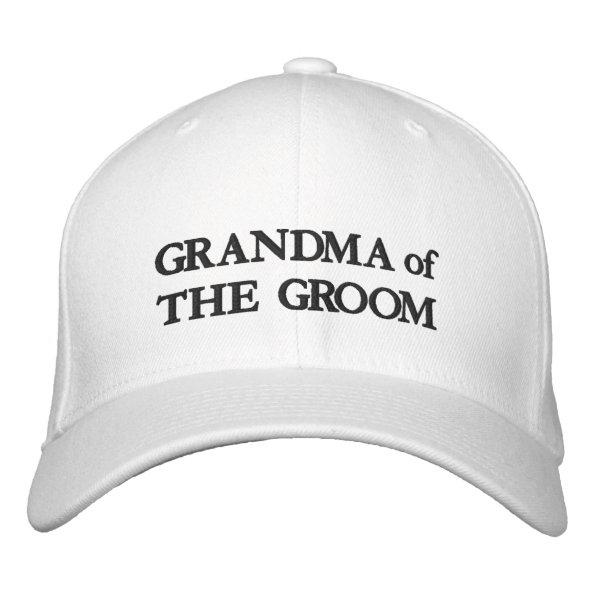 Grandma of the Groom black and white chic wedding Embroidered Baseball Cap