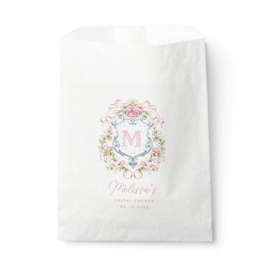 Grandmillennial Floral Crest Monogram | Bridal Favor Bag