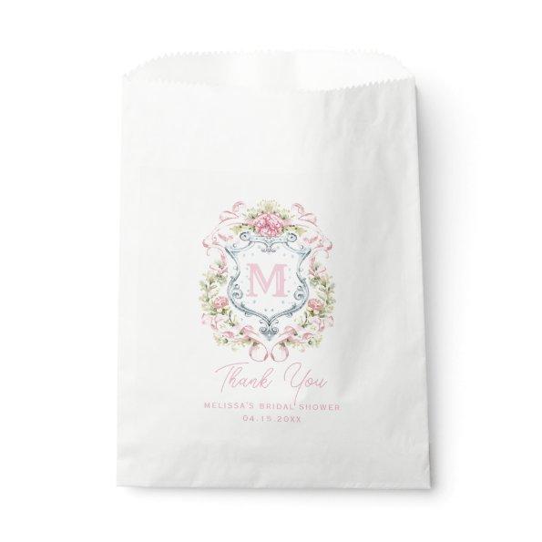 Grandmillennial Floral Crest Monogram | Bridal Favor Bag