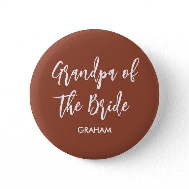 Grandpa of the Bride Terracotta Wedding Button