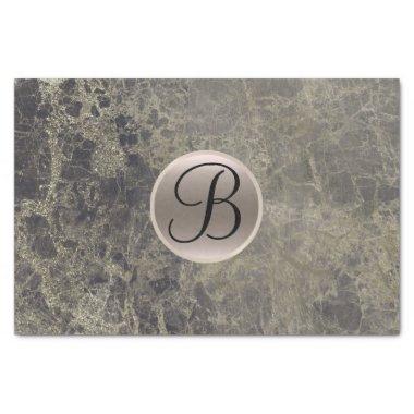 Granite Marble Glam Monogram Letter Initial Tissue Paper