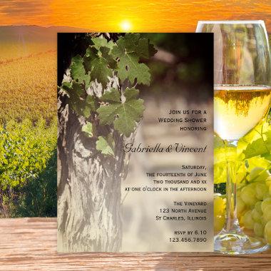 Grape Leaves Vineyard Winery Wedding Shower Invitations
