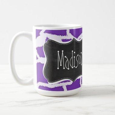 Grape Purple Giraffe Animal Print; Chalkboard look Coffee Mug