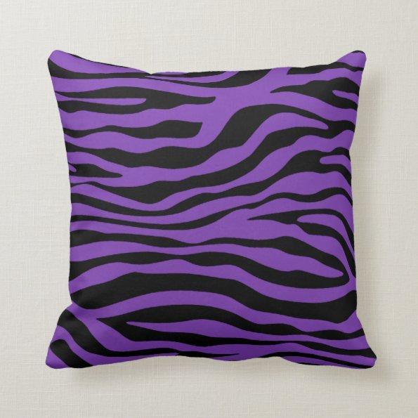 Grape Purple Zebra Stripes Animal Print Throw Pillow