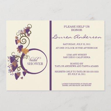 Grape Vine Bridal Shower Invitations