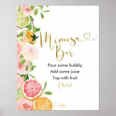 Grapefruit Citrus Bridal Shower Mimosa Bar Sign
