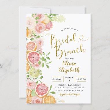 Grapefruit Citrus Fruit Bridal Shower Invitations