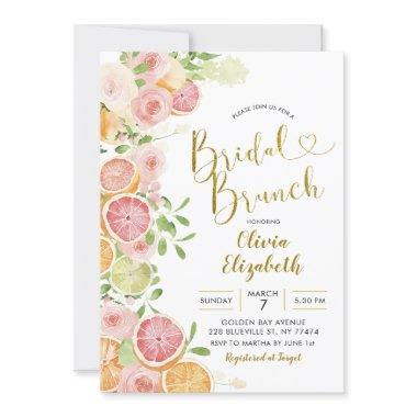 Grapefruit Citrus Fruit Bridal Shower Invitations