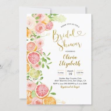 Grapefruit Citrus Fruit Bridal Shower Invitations