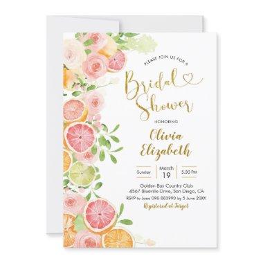 Grapefruit Citrus Fruit Bridal Shower Invitations