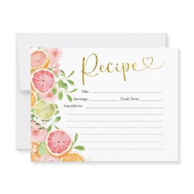 Grapefruit Citrus Fruit Bridal Shower Recipe Invitations