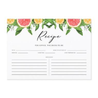 Grapefruits and Oranges Bridal Shower Recipe Invitations