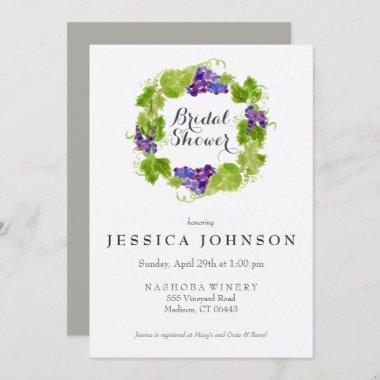 Grapes on the Vine Wine Bridal Shower Invitations