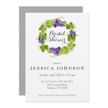 Grapes on the Vine Wine Bridal Shower Invitations